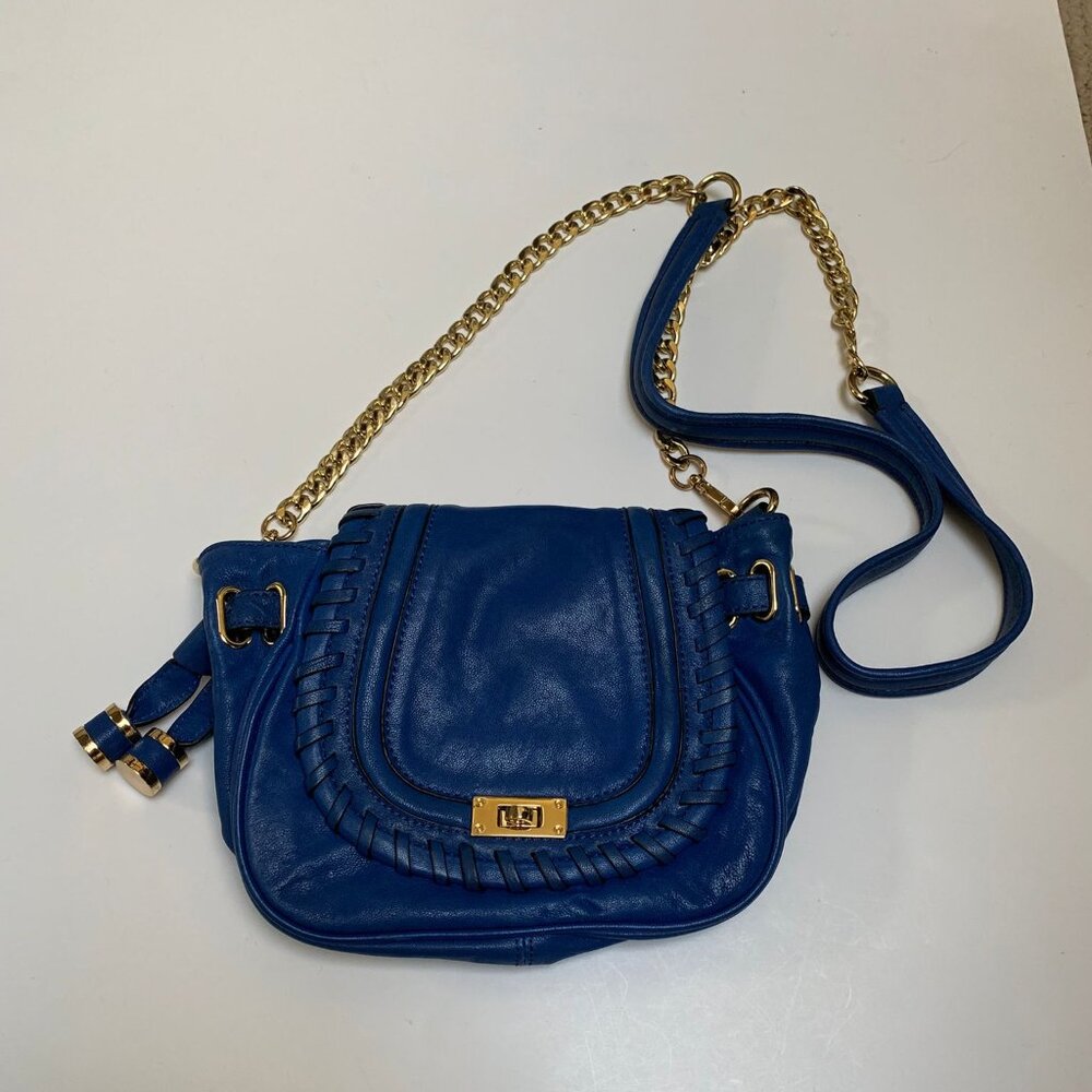Joelle Hawkens Cobalt Blue Leather Crossbody Bag